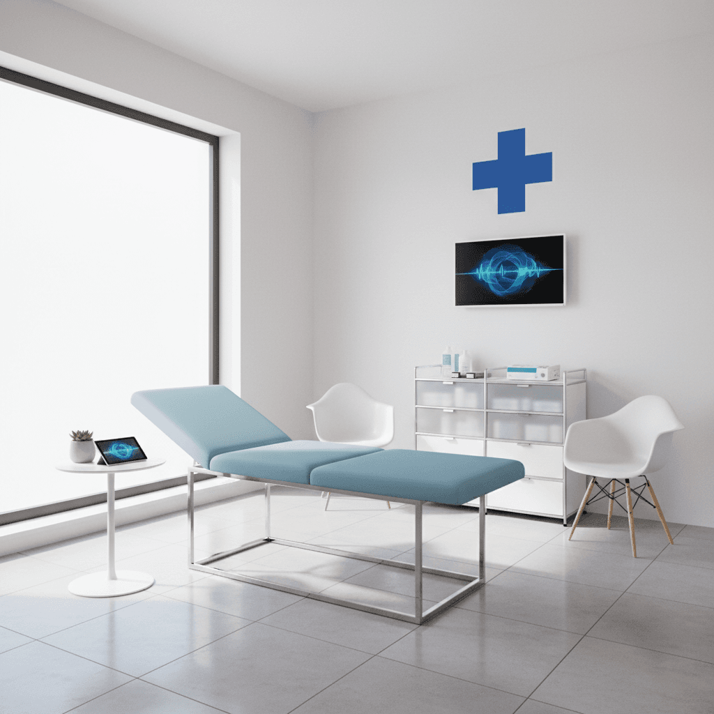 Bright medical exam room interior