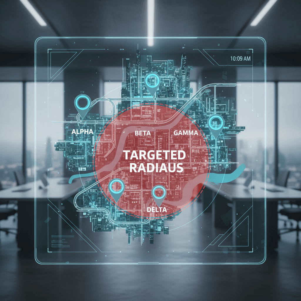 Targeted location radius on a digital map
