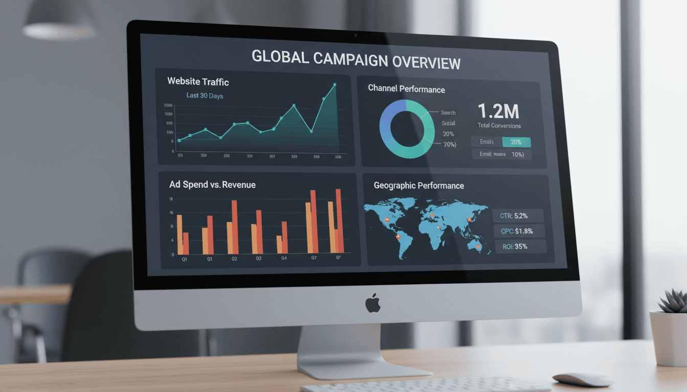 Marketing performance data on computer screen