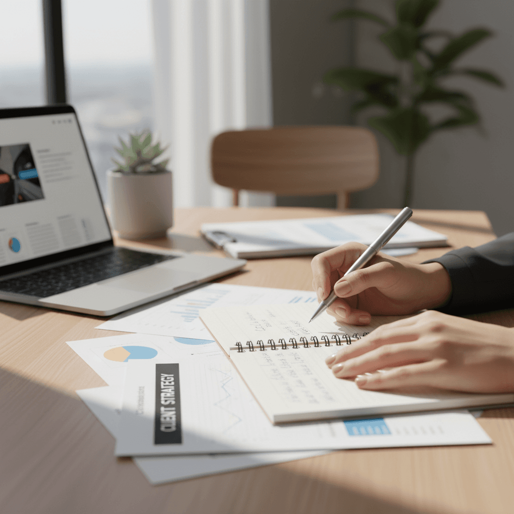 Customer reviewing documents with a consultant