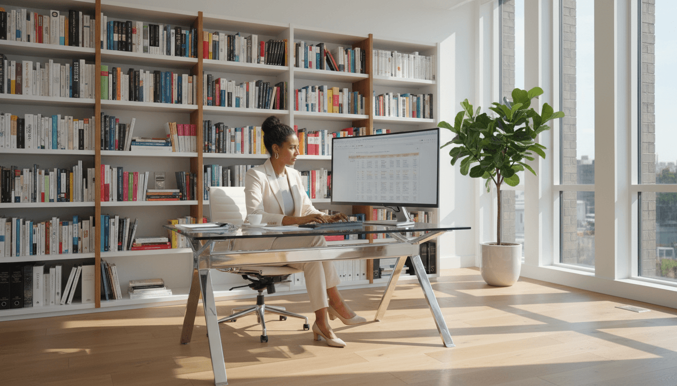 Multilingual professional conversation at a desk